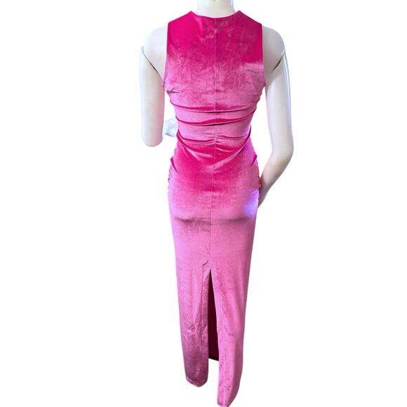 With Harper Lu Ruched Velvet Maxi Dress Pink  Fuchsia Size S - Picture 3 of 11
